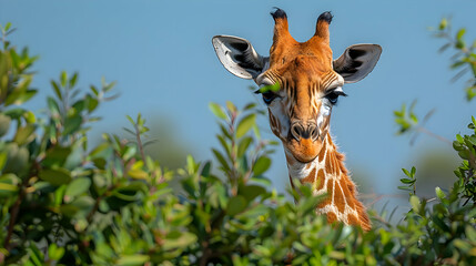 Close up portrait of Giraffe eating lavs
