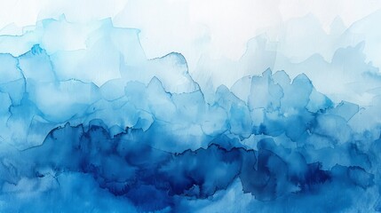 Blue wet watercolor background. Abstract watercolor, hand painted blue background.