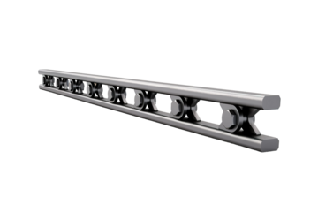 A Steel Rail System With Interlocking Components on a Clear PNG or White Background.
