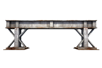 Weathered Steel Bridge Spanning an Empty Space on a Clear PNG or White Background.
