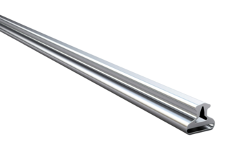 A Silver Metallic Extruded Aluminum Profile With a Distinctive Design on a Clear PNG or White Background.