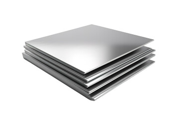 A Stack of Shiny Metal Sheets, Ready For Use on a Clear PNG or White Background.