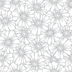 Series of floral botanical hand drawing seamless pattern wild flower motif in rustic scandinavian outline line for textile fabric wallpaper paper wrap print