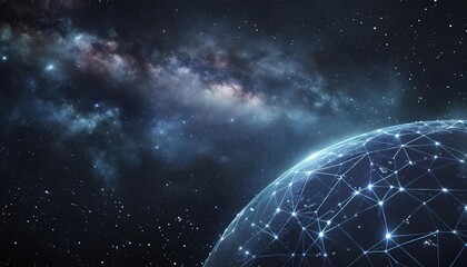 Obraz premium Global web finance: futuristic connections with Earth, satellite networks, and international cyberspace innovation