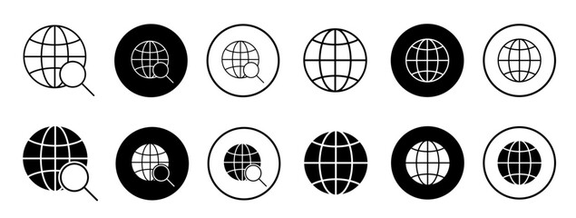 Globe icon set. World icon. Planet Earth, world map in different variations.