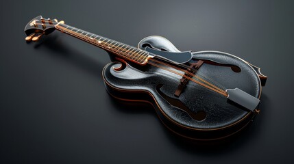 Obraz premium A Close up View of a Guitar on a Black Surface - Generative AI