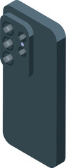 Modern smartphone having four cameras isometric view is showing concept of mobile photography