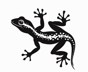 Black and white flat vector art of a gecko, svg style, isolated on white background, simple vector art design