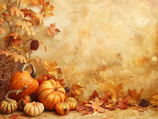Crop yellow Background Thanksgiving Theme Photography Backdrops Holiday Card Thanksgiving Background Design Pumpkin Patch Fall Autumn Harvest Golden Field Squash 