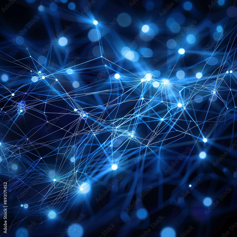 Poster this image shows a technological network. it can be used as a presentation background for science an