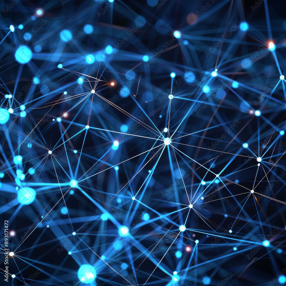 Poster this image shows a technological network. it can be used as a presentation background for science an