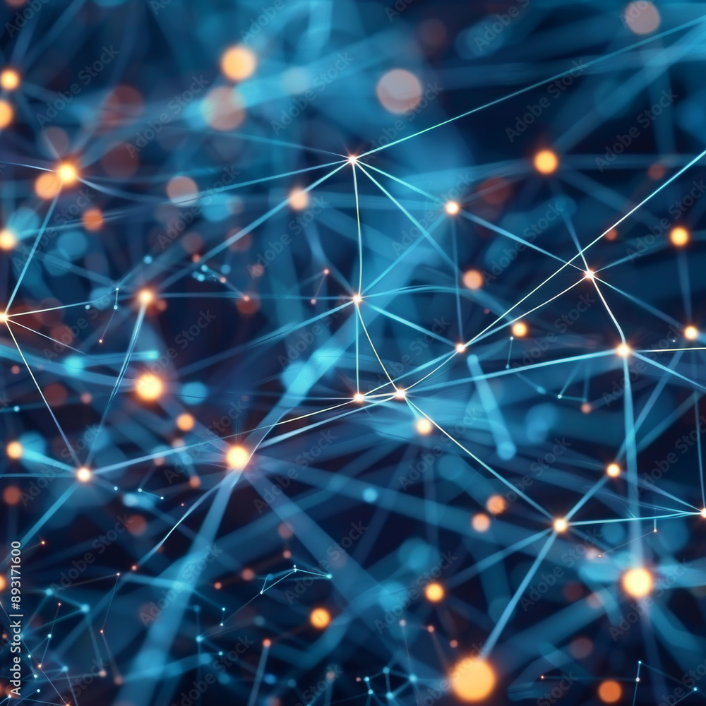 Poster this image shows a technological network. it can be used as a presentation background for science an