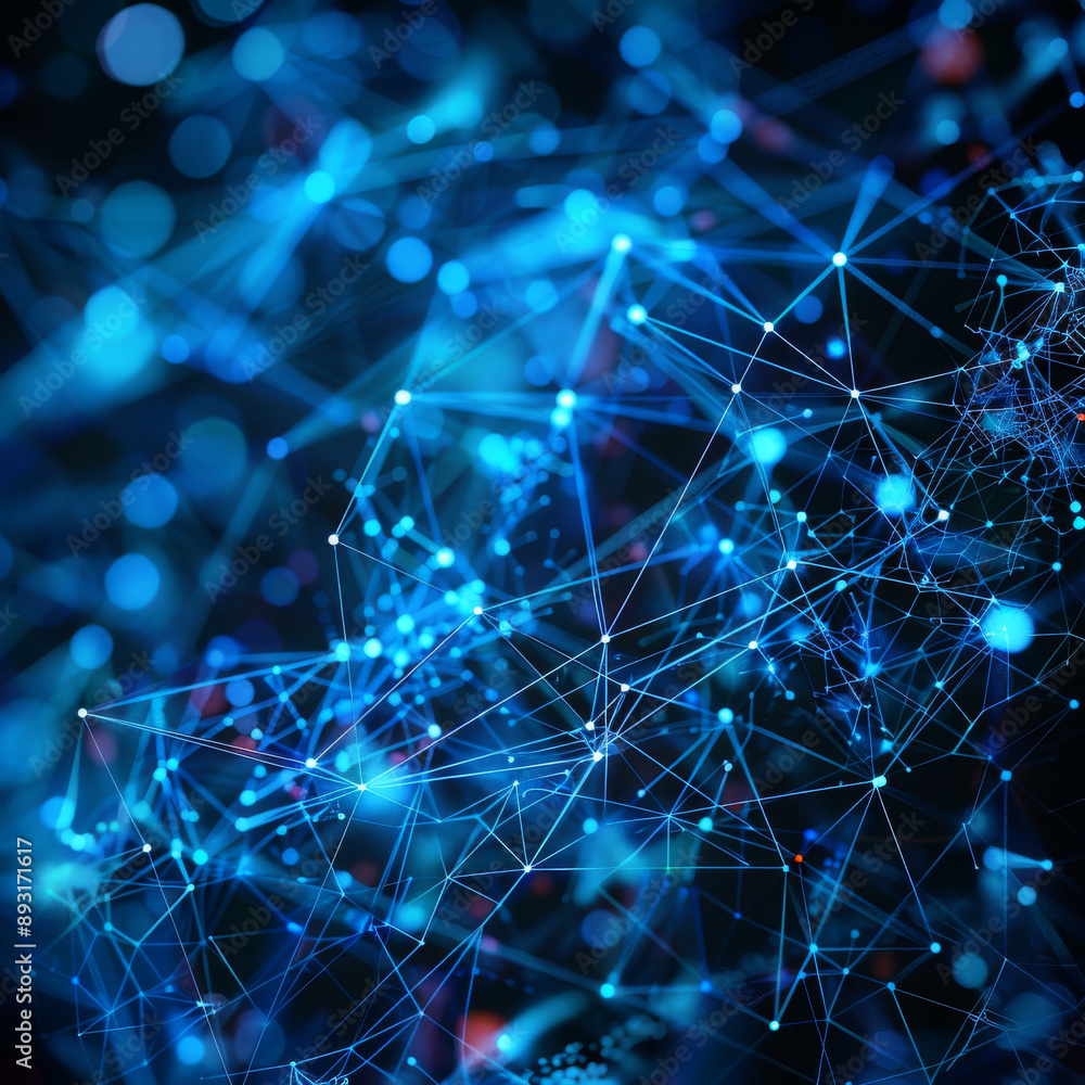 Poster this image shows a technological network. it can be used as a presentation background for science an