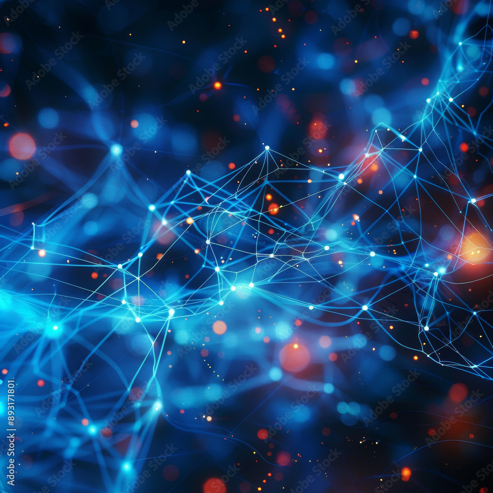 Poster this image shows a technological network. it can be used as a presentation background for science an