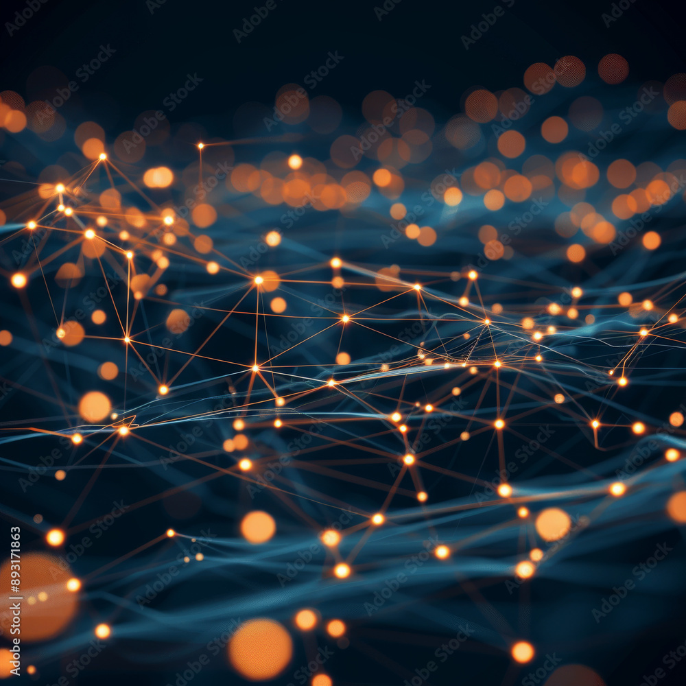 Poster this image shows a technological network. it can be used as a presentation background for science an