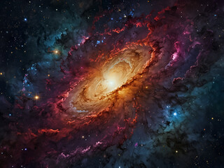 Obraz premium Space is a majestic universe shimmering with a kaleidoscope of colors.