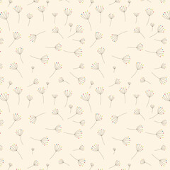 Pattern of botanical flowers isolated on background. Elegant botanical design in pastel colors.