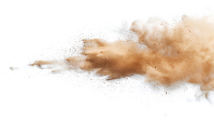 sandstorm sand dust cloud flying small particles isolated in white background