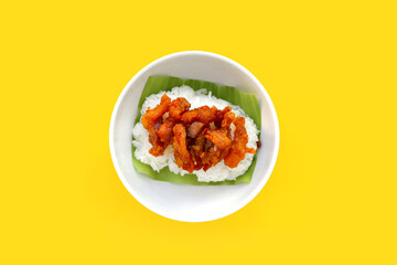 Sticky rice with fried pork