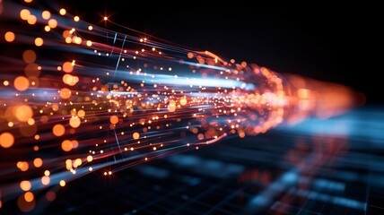 Fototapeta premium A scientific visualization of the data collected from atomic particle collisions, field of dept deep odject, all cover focus text, for spacecopy