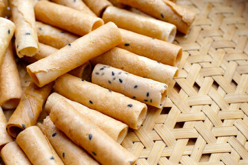 Thai snack, crispy coconut rolls