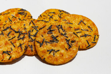 Japanese rice crackers with nori seaweed