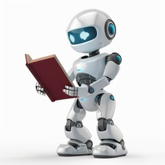 Naklejka premium Robot Reading a Book: Embracing Knowledge