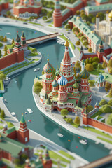 Obraz premium Saint Peterburg map image, 3d cartoon style. Generative AI tools