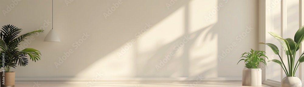 Poster a minimalist scene with a bright background and a simple geometric shapes.