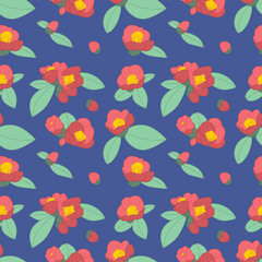 Japanese Pretty Flower Leaf Vector Seamless Pattern