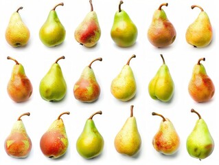 Freshly Harvested: A Bounty of Ripe Pears on a White Canvas --AR 4:3