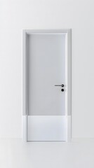 Naklejka premium modern single door with a glossy finish, standing against a plain white background.