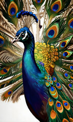 Fototapeta premium Beautiful majestic peacock in bright colors