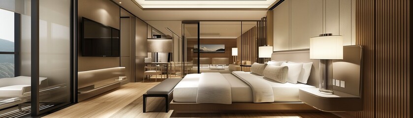 A Luxurious Hotel Bedroom.