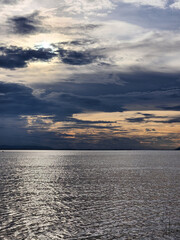 Waves of water flowing in the dam.