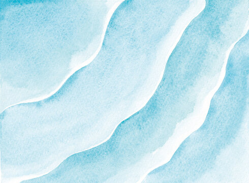 ビーチ　海　波打ち際　水彩背景イラスト