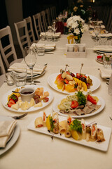 Meat dish on the table in the restaurant