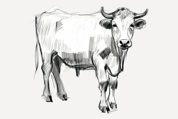 Fototapeta premium Hand-drawn cow sketch art
