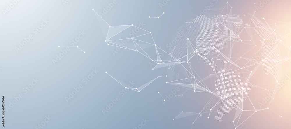 Aufkleber Global network connection banner design template. Header social network communication in the global business concept. Big data visualization. Internet technology
