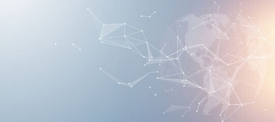 Global network connection banner design template. Header social network communication in the global business concept. Big data visualization. Internet technology