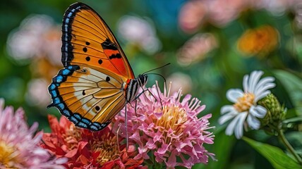 Obraz premium butterfly, insect, nature, flower, summer, animal, wings, macro, garden, orange, wildlife, spring, fly, colorful, beauty, plant, beautiful, small, wing, fauna, butterflies, black, monarch, insects, me