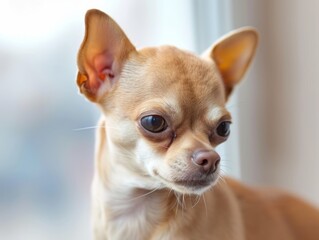 Obraz premium The Lone Deer-Head Chihuahua: A Look at Adult Male Chihuahua Nails and His Pear-Shaped Face in 4:3 A