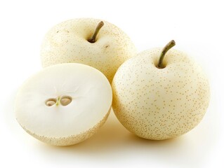 Exquisite Isolated Chinese Pear on White Background with Clipping Path - AR 4:3
