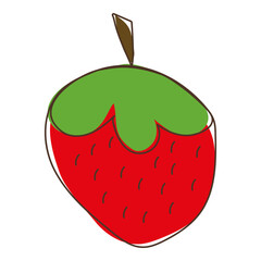Strawberry fruits. Vector colorful food in cartoon hand-drawing style