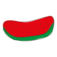 Watermelon fruits. Vector colorful food in cartoon hand-drawing style