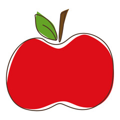 Apple fruits. Vector colorful food in cartoon hand-drawing style