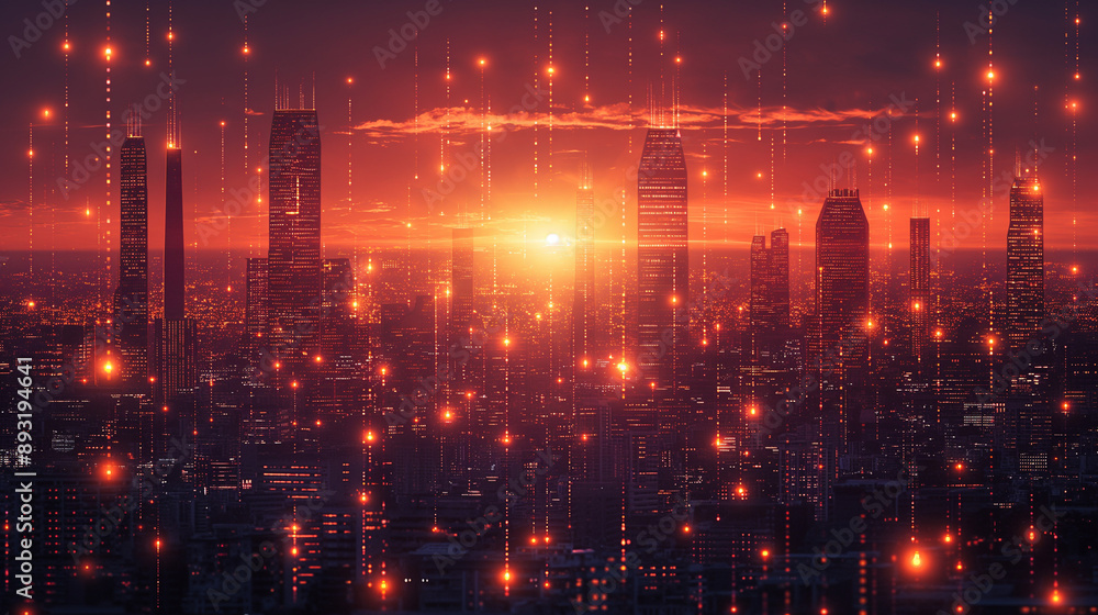 Aufkleber 5g connectivity for urban iot signal network streaming outline concept. technology with fifth genera