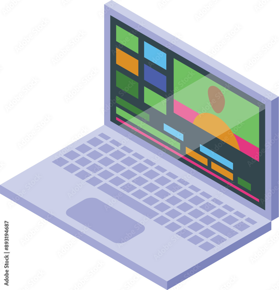 Poster video editor editing a video on a laptop with a timeline software interface