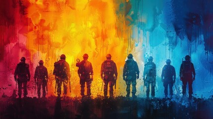 Obraz premium Watercolor Group of Workmen in Action