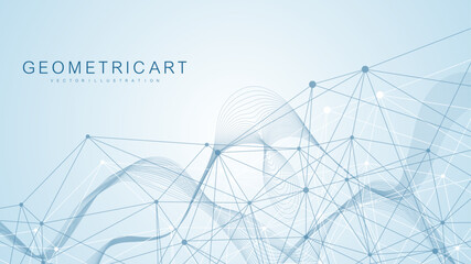 Global network connection website header or banner design. Abstract background with connecting dots and lines. Global business. Social network communication. Internet technology. Vector illustration